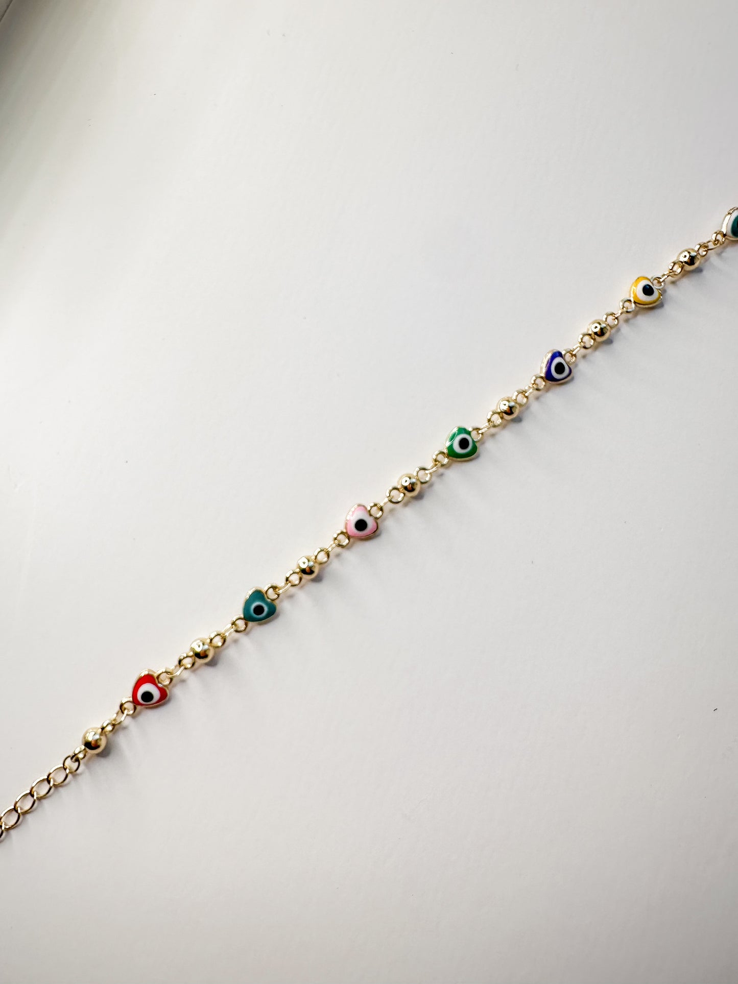 Colorful hearts Evil Eye Anklet/gold filled evil eye anklet