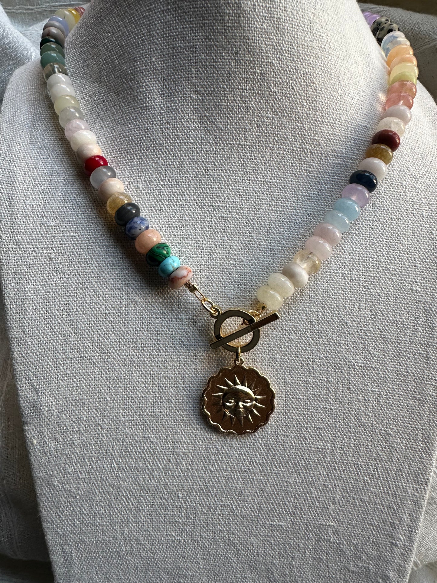 Colorful gemstone necklace