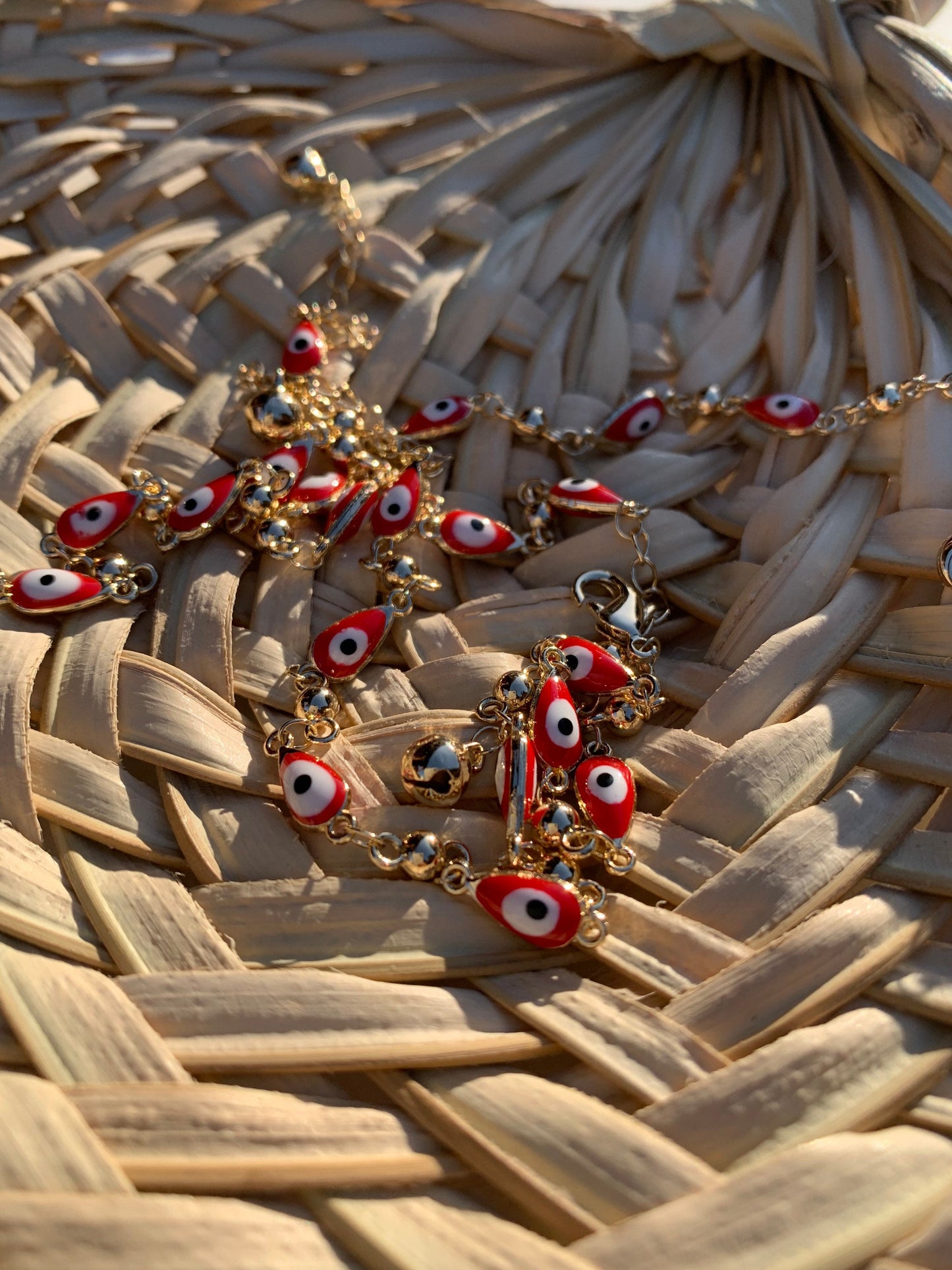 Red Evil Eye Anklet/gold filled evil eye anklet