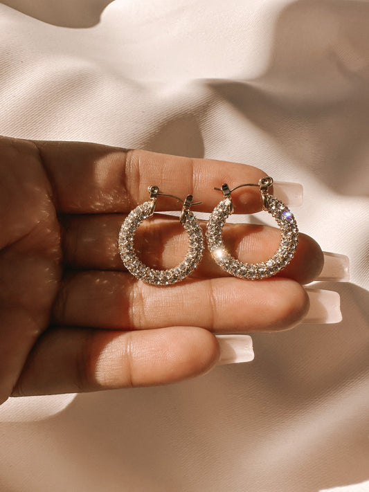 Shiny hoops/ stainless steel cubic zirconia  hoops