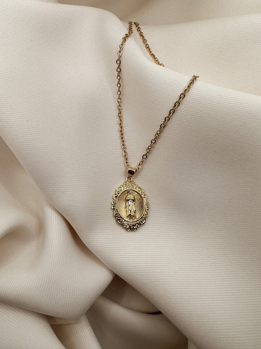 Vintage inspired Virgin Mary necklace, Virgin Mary pendant necklace