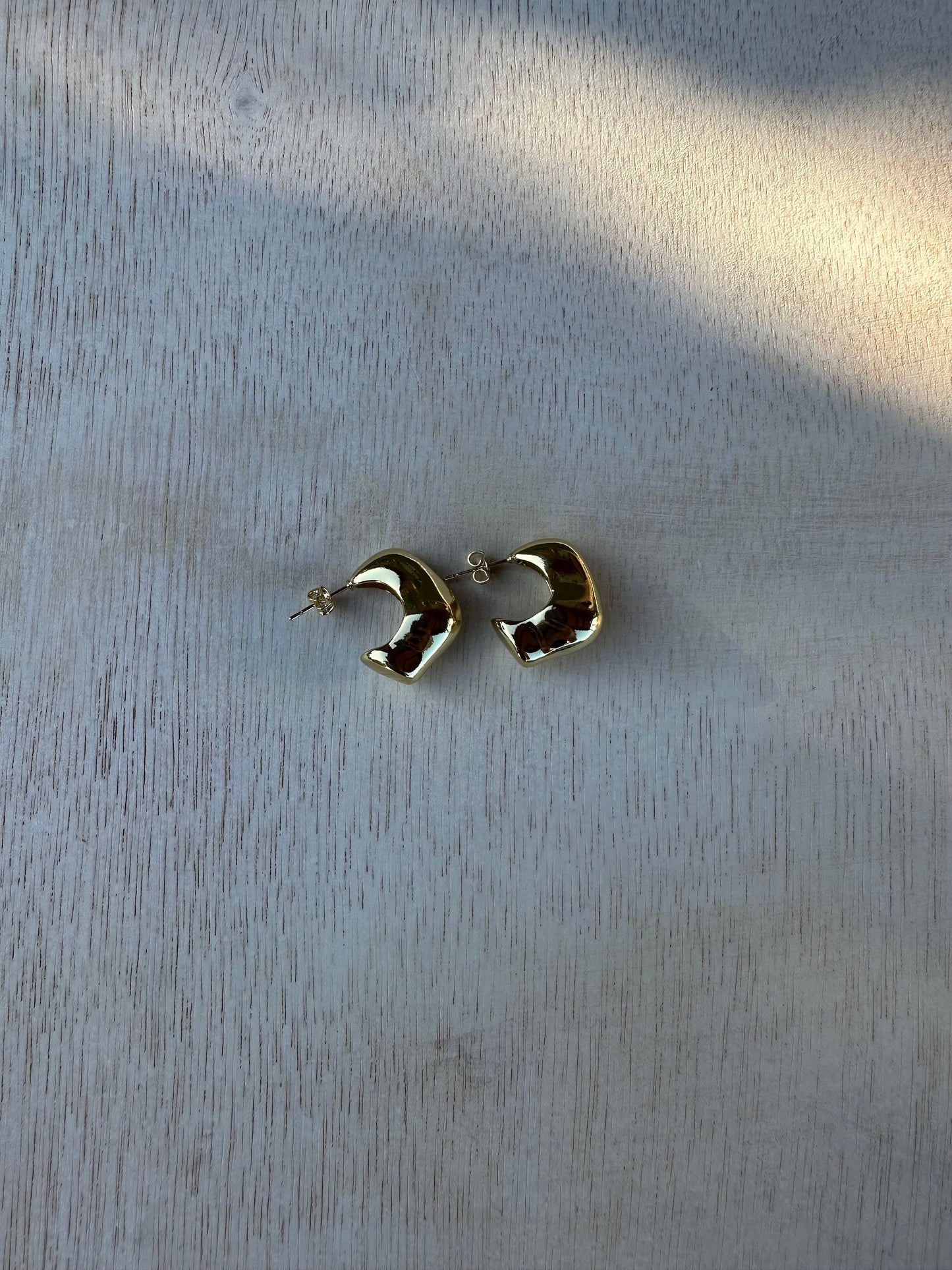 Asymmetrical earrings, gold filled stud earrings, gold filled asymmetrical earrings, chunky earrings, statement earrings